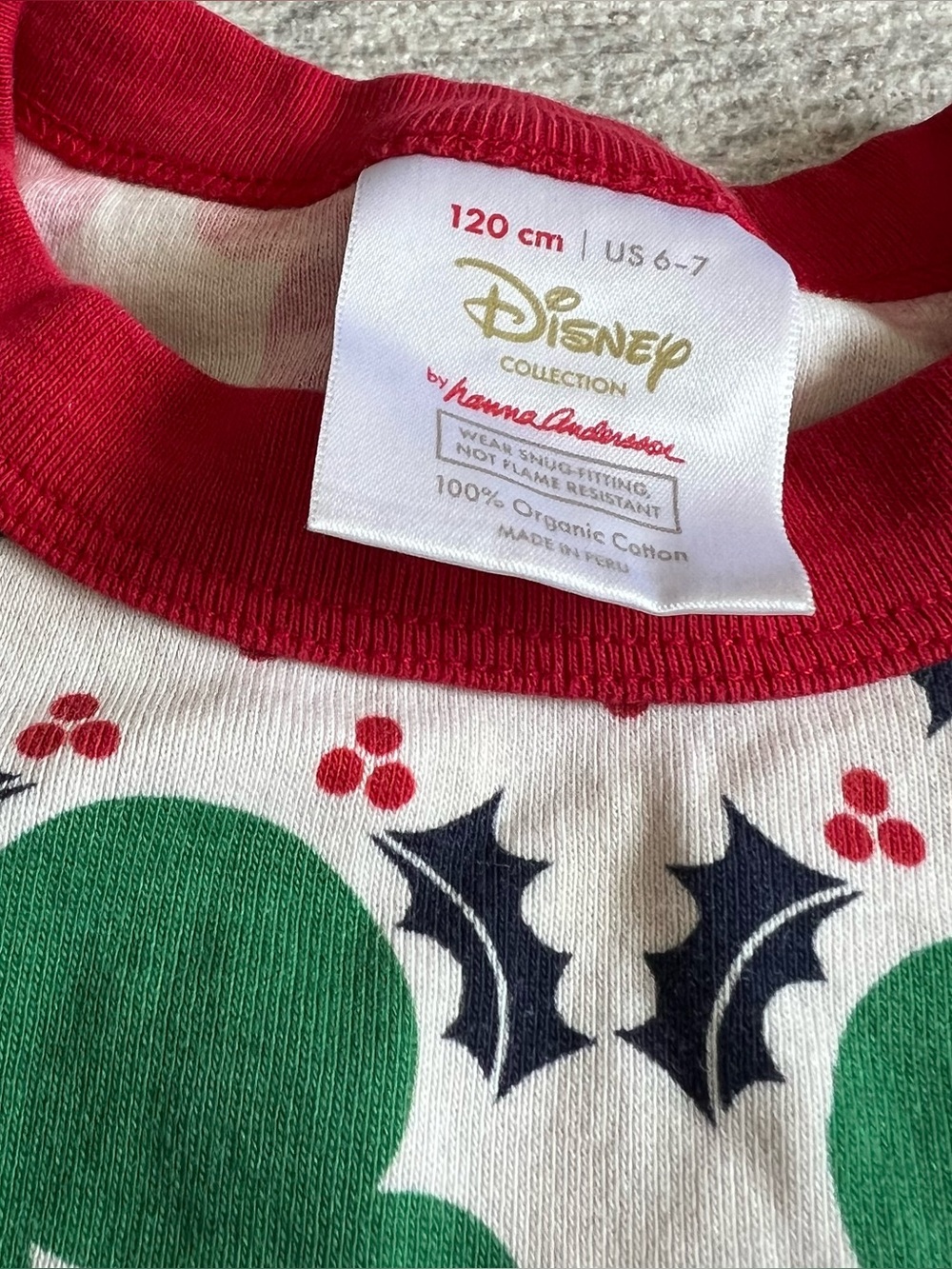 Hanna Andersson x Disney Red & Green Holiday Mickey Print Pajama Set Size 6/7 - Picture 7 of 7